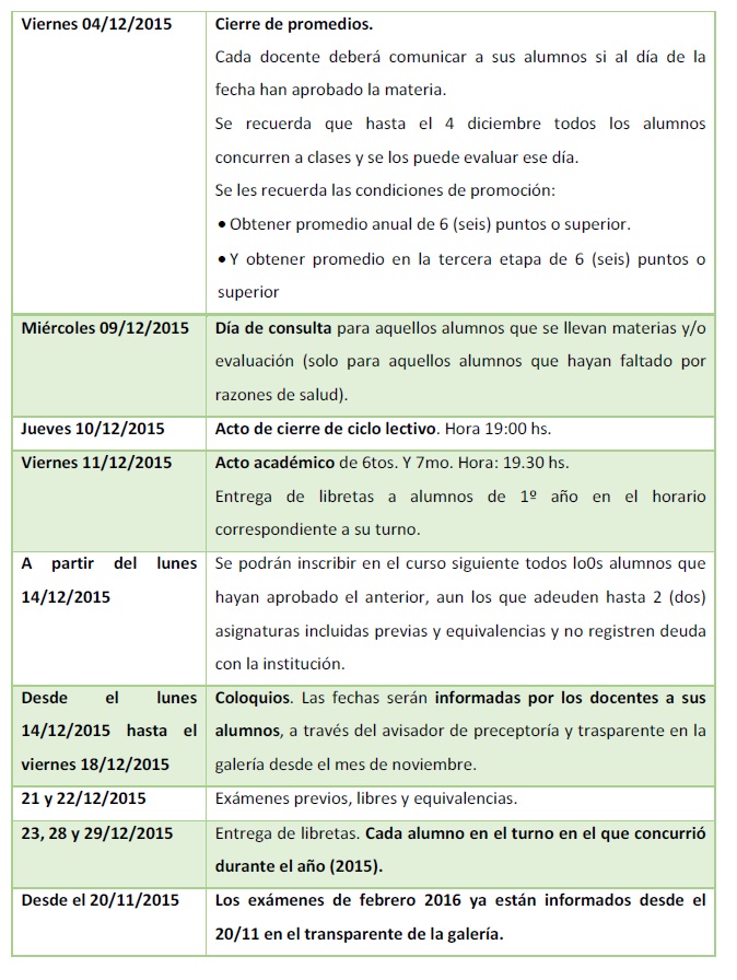 Últimas actividades 2015 Últimas actividades 2015